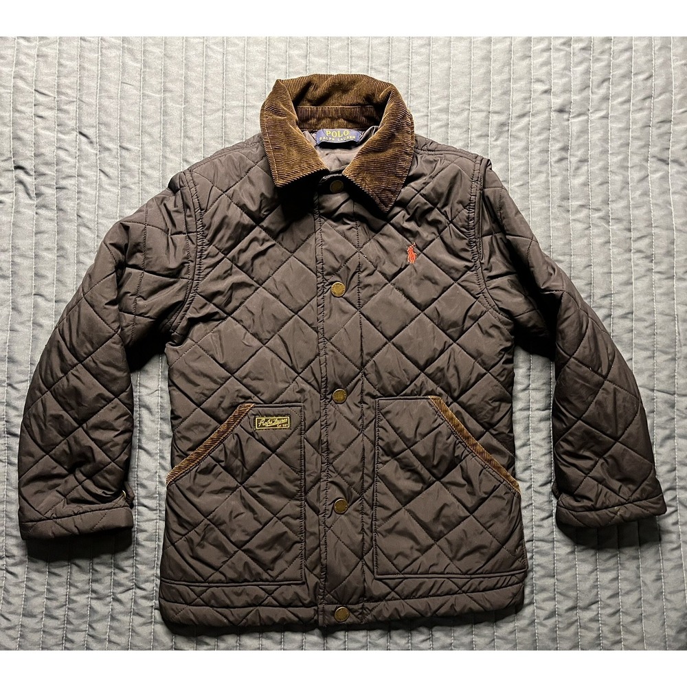 Polo Ralph Lauren Boys Water Repellent Farm Jacket With Corduroy Collar Blue
